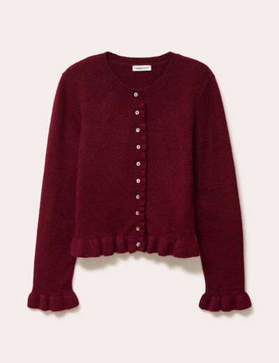 Gilet manches longues rouge foncé femme