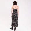 Robe longue droite col v dentelle noir femme