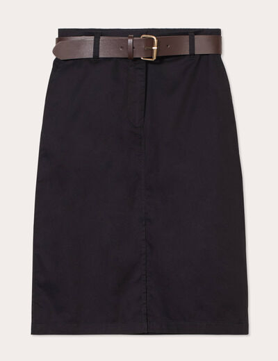Jupe droite ceinturée noir femme