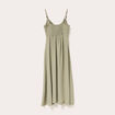 Robe longue évasée fendue vert kaki femme