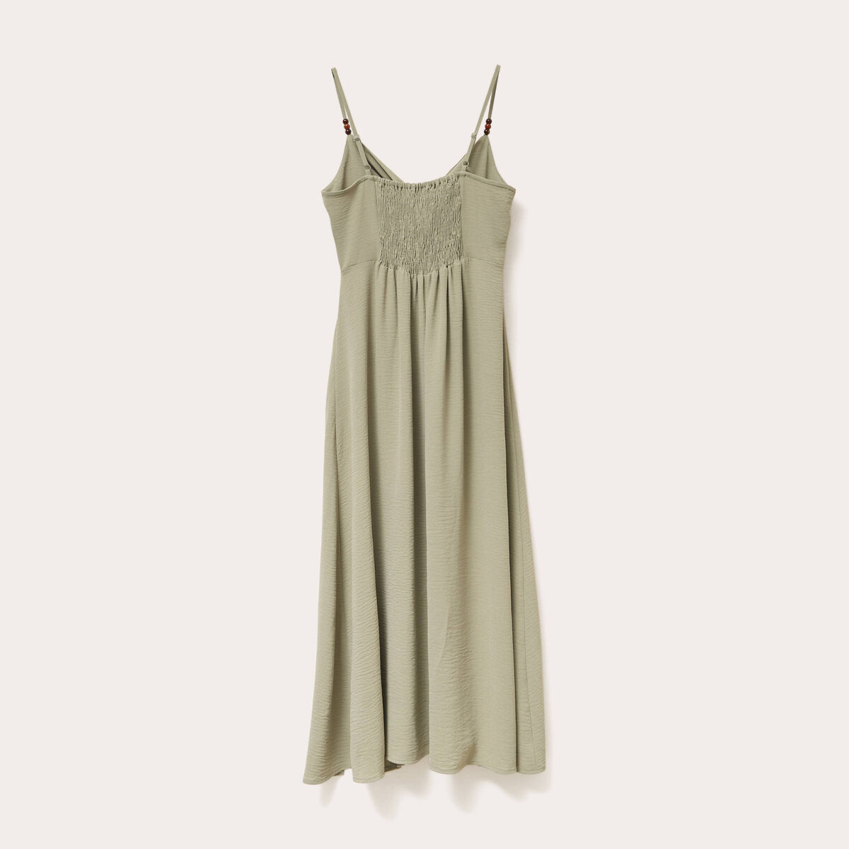 Robe longue évasée fendue vert kaki femme