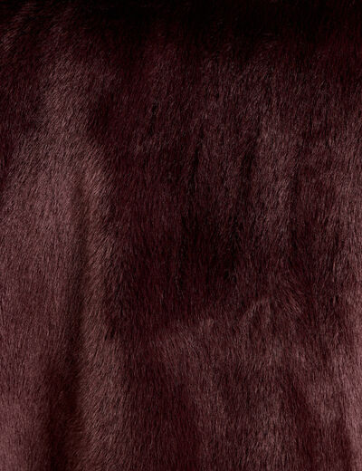 Veste fausse fourrure marron fonc&eacute; femme