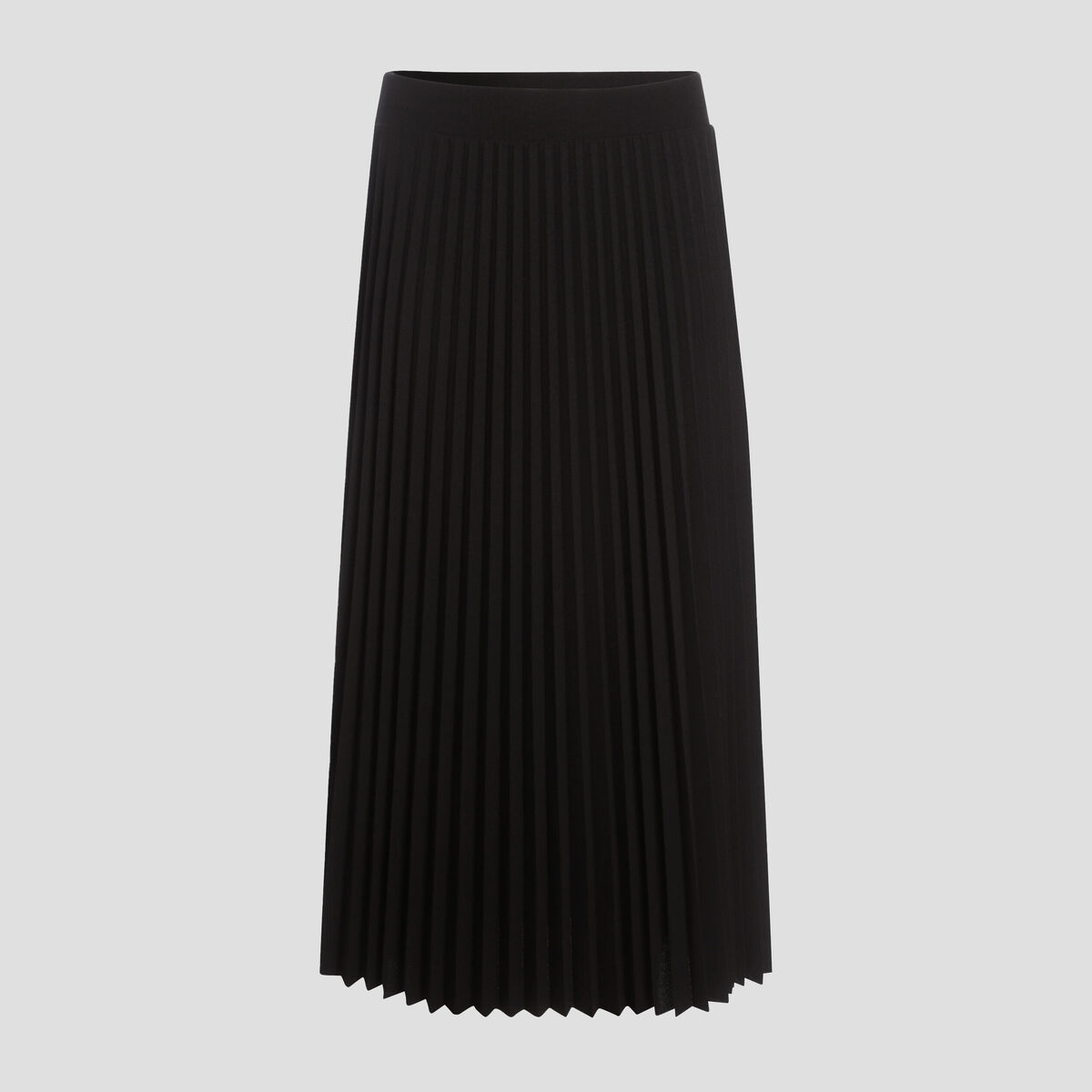 Jupe midi évasée plissée noir femme