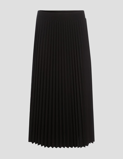 Jupe midi évasée plissée noir femme