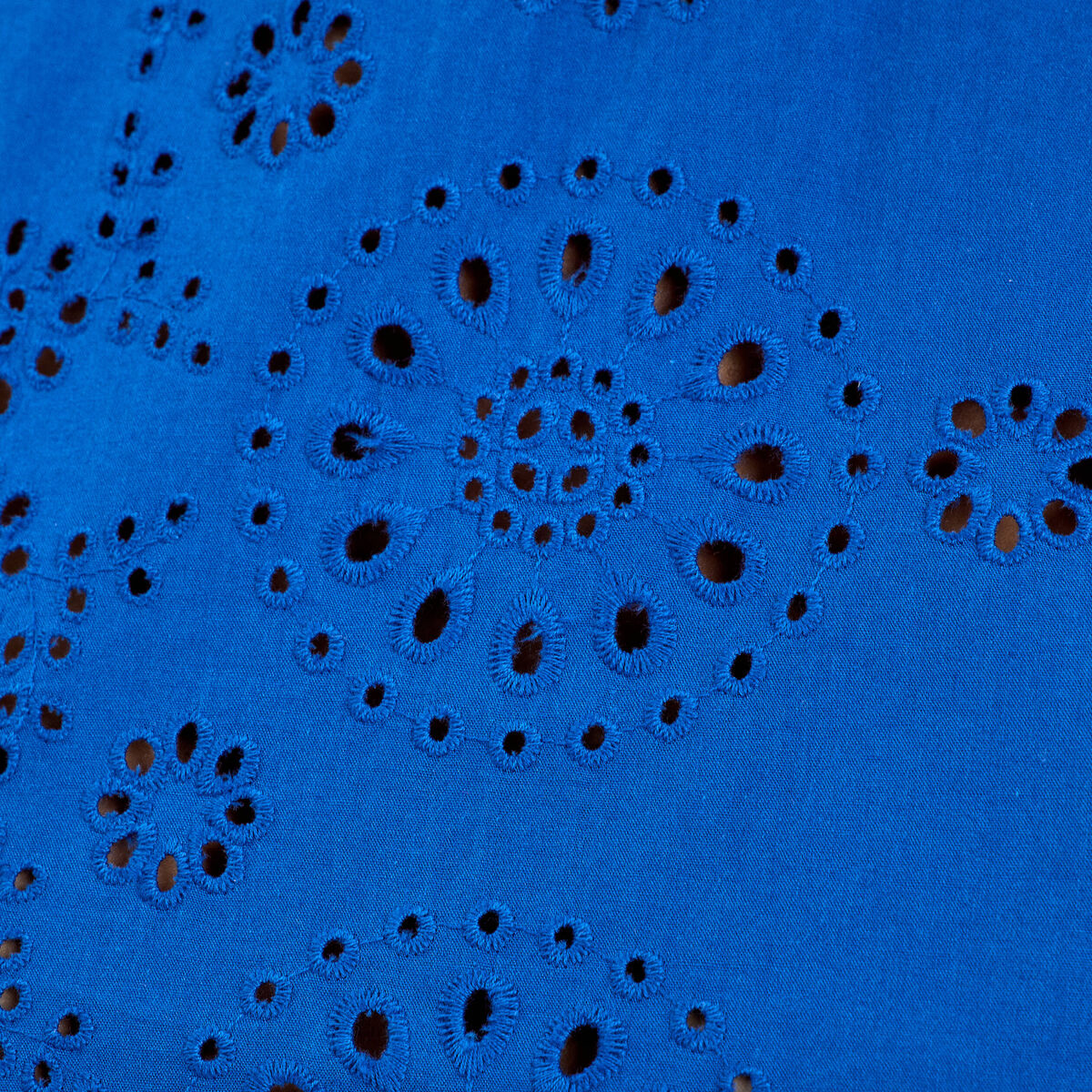T-shirt sans manches brodé bleu electrique femme