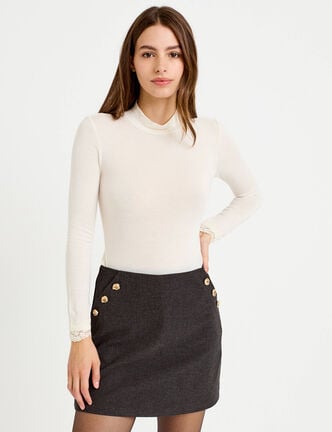 Jupe-short trap&egrave;ze fluide gris femme