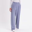 Pantalon large &agrave; pinces bleu gris femme