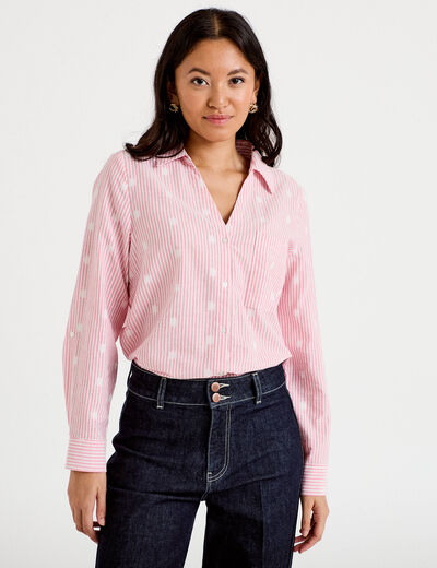 Chemise droite manches longues rouge femme