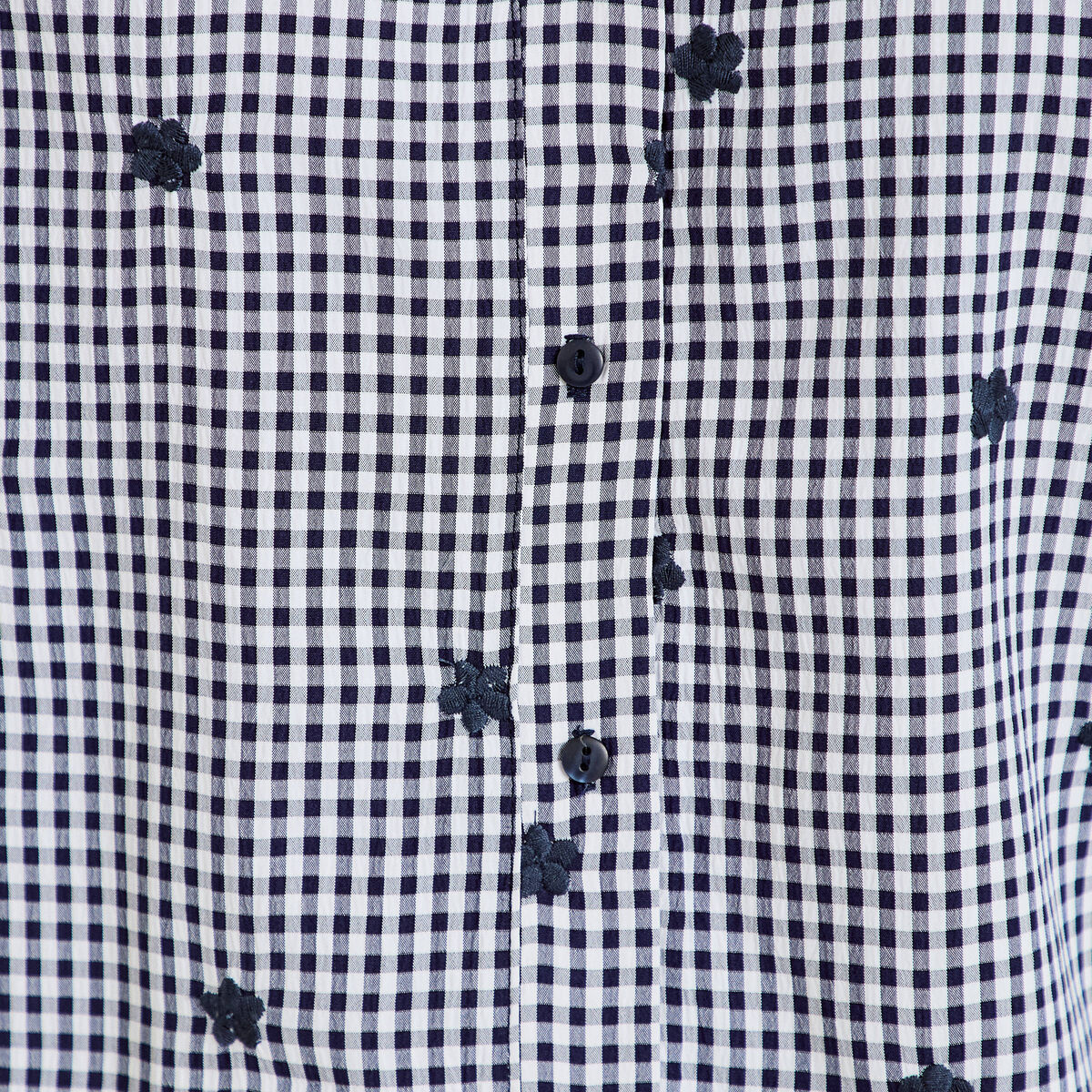 Chemise droite col classique manches 3/4 bleu marine femme