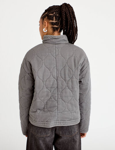 Veste matelass&eacute;e zipp&eacute;e gris clair femme