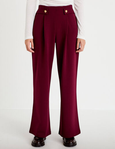 Pantalon bootcut taille standard bordeaux femme