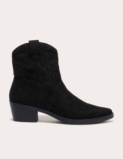 Bottines western suédine noir femme
