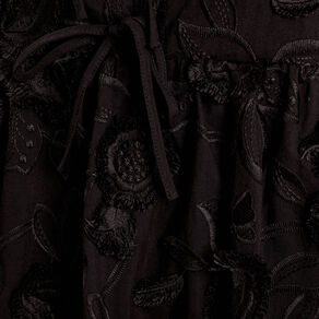 Robe évasée brodée noir femme