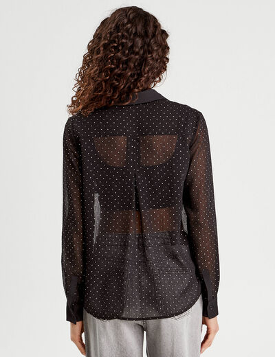 Chemise manches longues noir femme