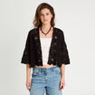 Gilet aspect crochet noir femme