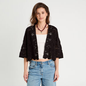 gilet aspect crochet noir femme Gilet aspect crochet noir femme