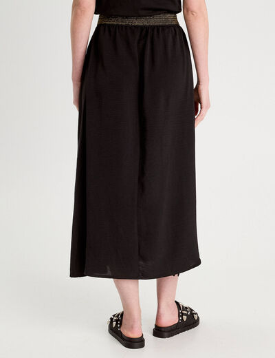 Jupe longue évasée fluide noir femme