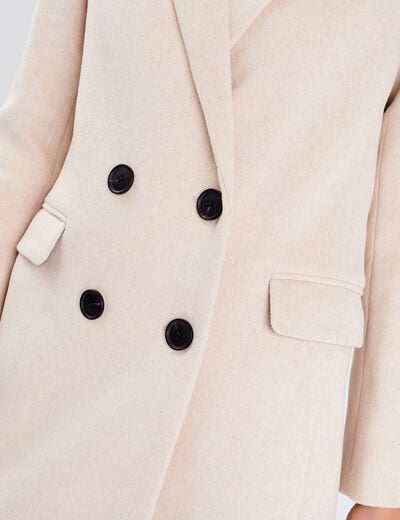 Manteau droit boutonné beige femme