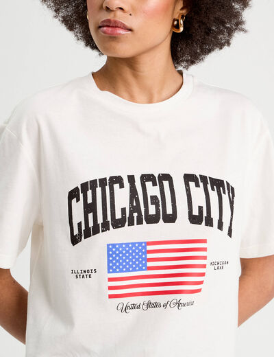 T-shirt manches courtes blanc femme