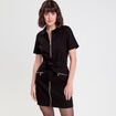 Robe droite zipp&eacute;e ceintur&eacute;e noir femme