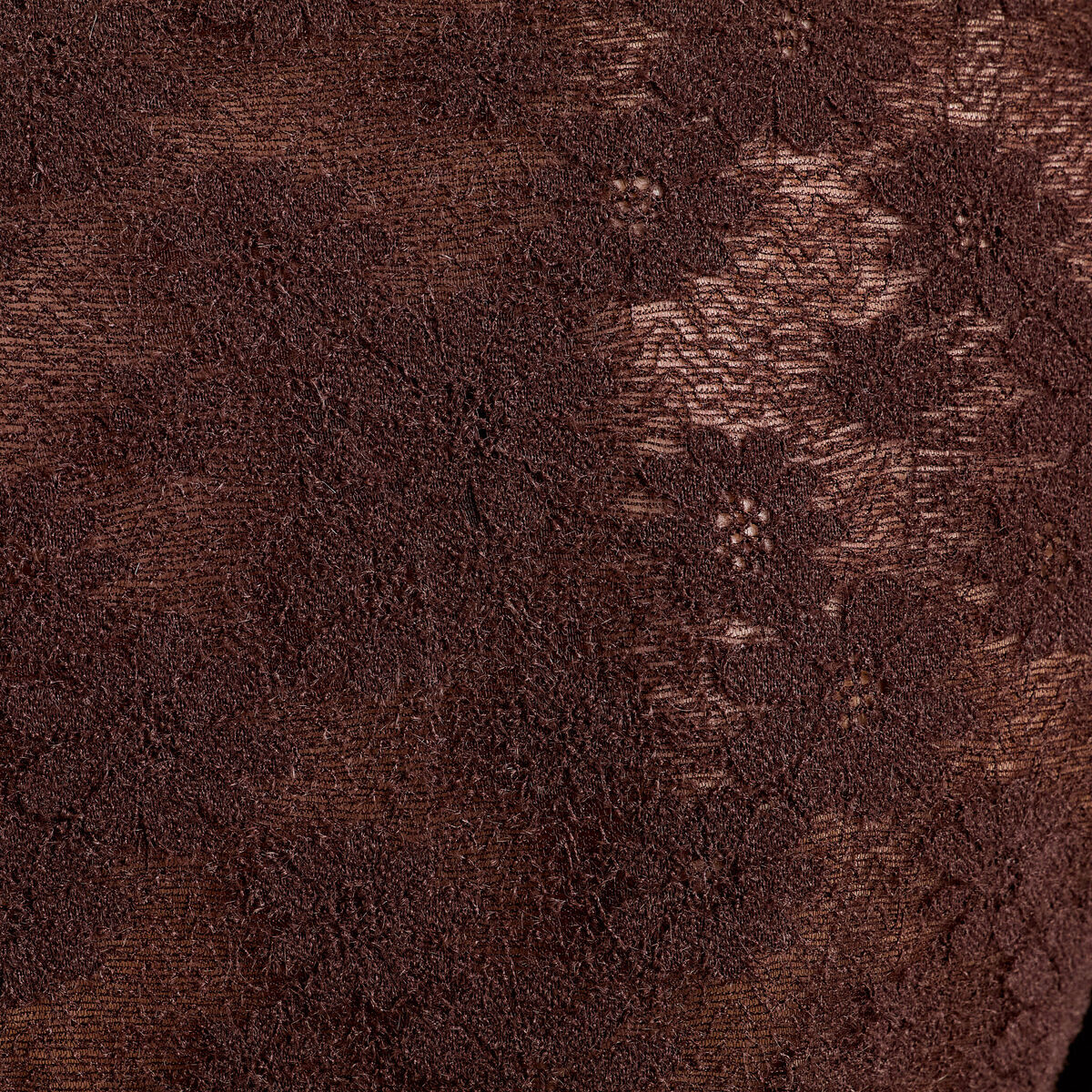 Blouse ajour&eacute;e manches longues marron fonc&eacute; femme