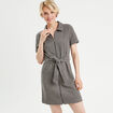 Robe droite zippée ceinturée blanc femme
