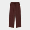 Pantalon large taille haute en cr&ecirc;pe marron femme