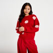 Pull ample col rond manches longues rouge femme