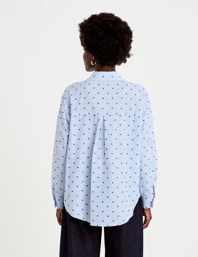 Chemise oversize manches longues bleu femme