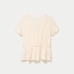Blouse droite col v manches courtes ecru femme