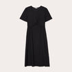 Robe midi ajustée col rond noir femme