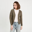 Gilet manches longues ajouré vert kaki femme