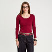 Gilet manches longues côtelé rouge foncé femme