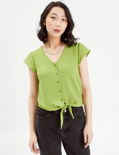 Blouse manches courtes vert anis femme