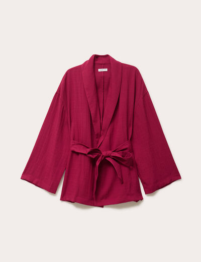 Kimono col tailleur manches longues rouge femme