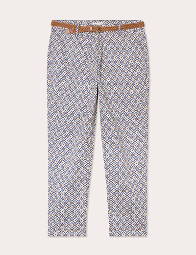 Pantalon chino slim 7/8ème bleu femme