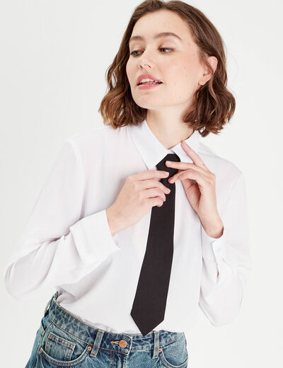 Chemise avec cravate ecru femme