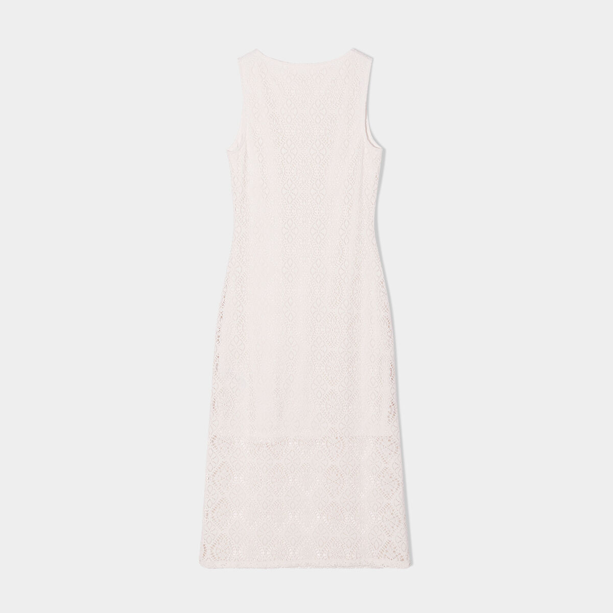 Robe midi moulante dentelle ecru femme