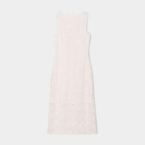 Robe midi moulante dentelle ecru femme