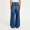 Jean wide leg taille haute Petite bleu fonc&eacute; femme