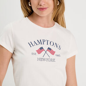 T-shirt manches courtes ecru femme