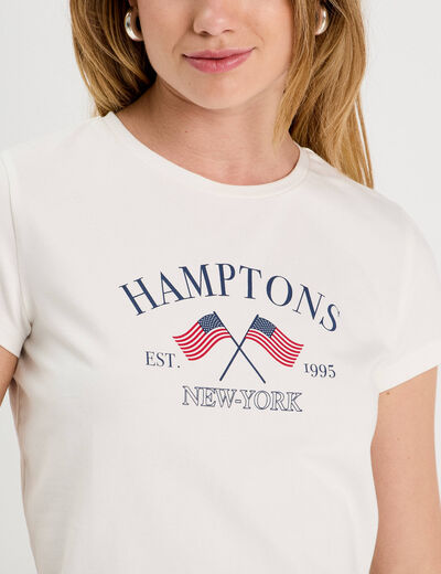 T-shirt manches courtes ecru femme
