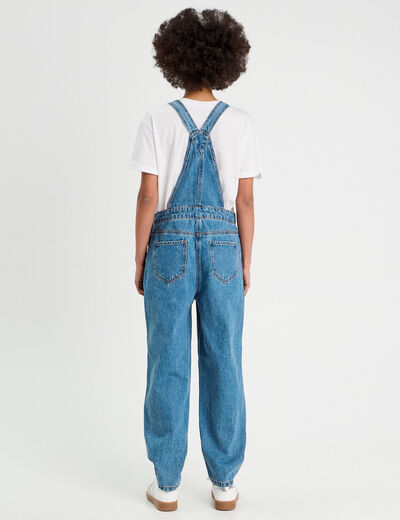Salopette mom en jean denim stone femme
