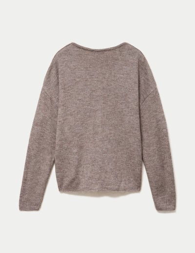 Gilet boutonn&eacute; avec col en V taupe femme
