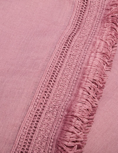 Foulard avec franges vieux rose femme