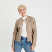 Veste ajustée simili cuir sable femme