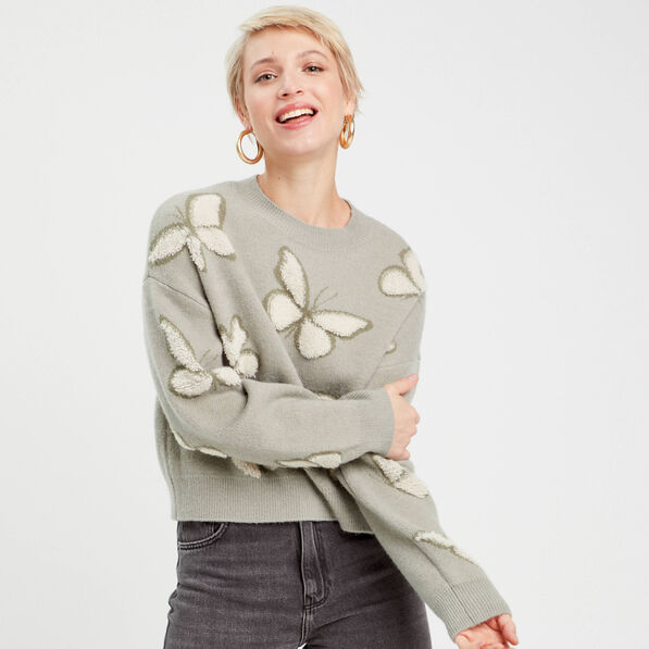 Pull manches longues vert pastel femme