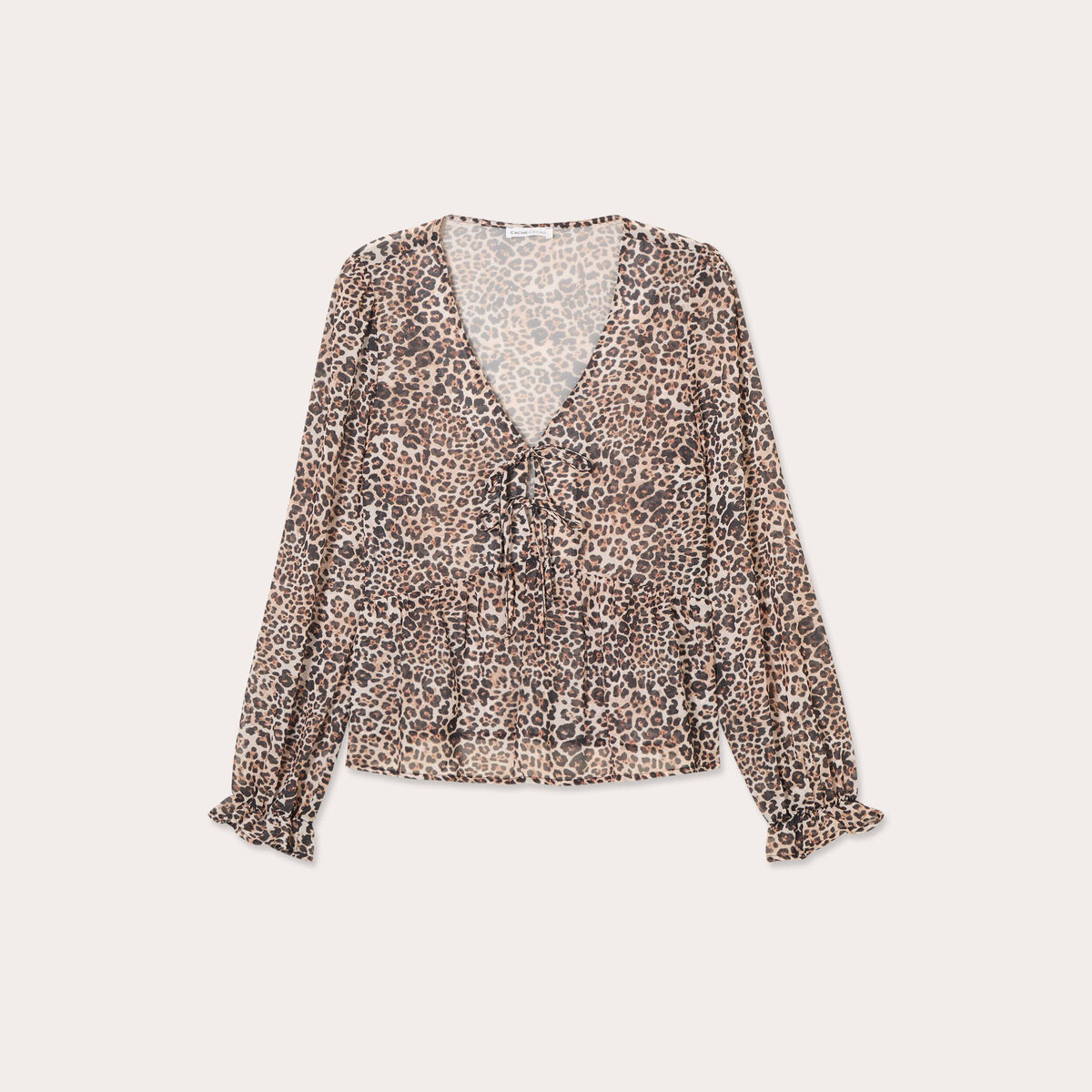 Blouse nouée manches longues multicolore femme
