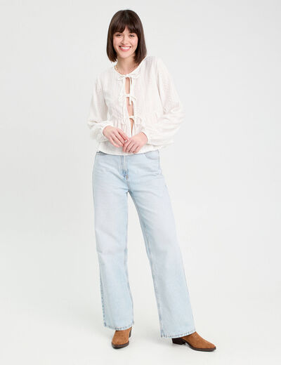 Blouse broderie anglaise ecru femme
