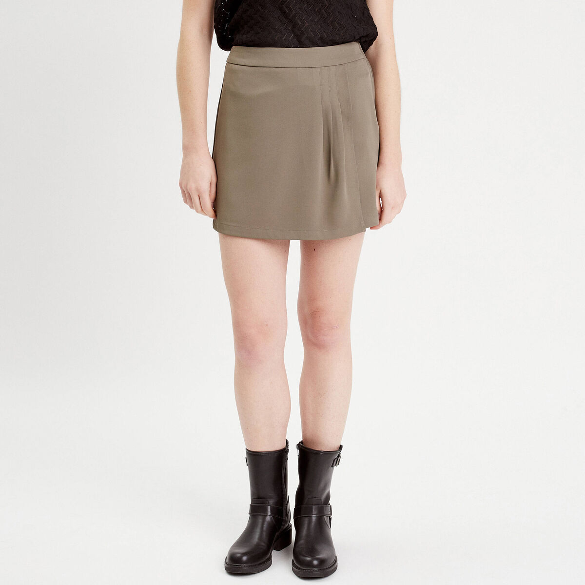 Jupe-short évasée vert kaki femme